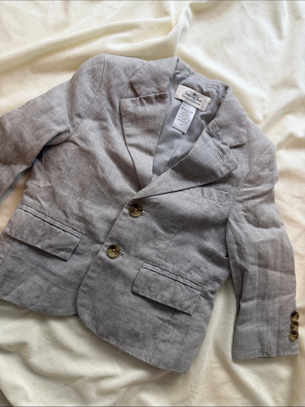 Janie and Jack Light Gray Boys' Linen-Blend Blazer